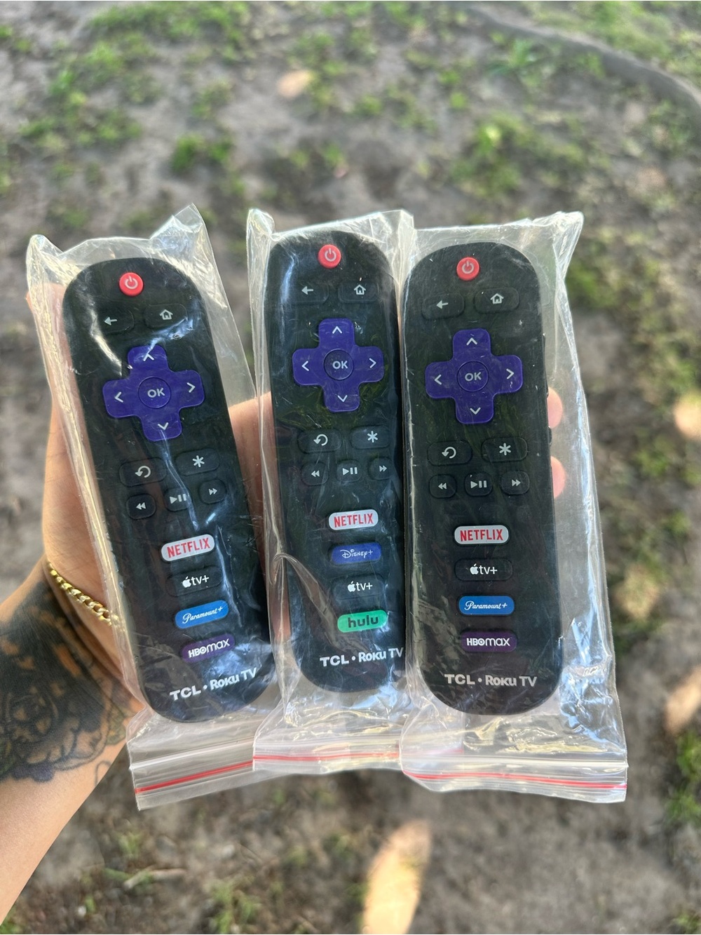 Roku Remote Controls with Purple Navigation Pad and Black Body (Set of 3)